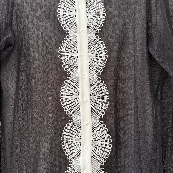 NEW Anne Fontaine LEOPOLDINE Black Sheer Lace Blouse - Size 44 (US 12) - Picture 14 of 15
